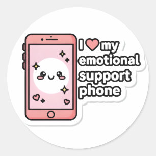 Emotional Support Phone Classic Round Sticker