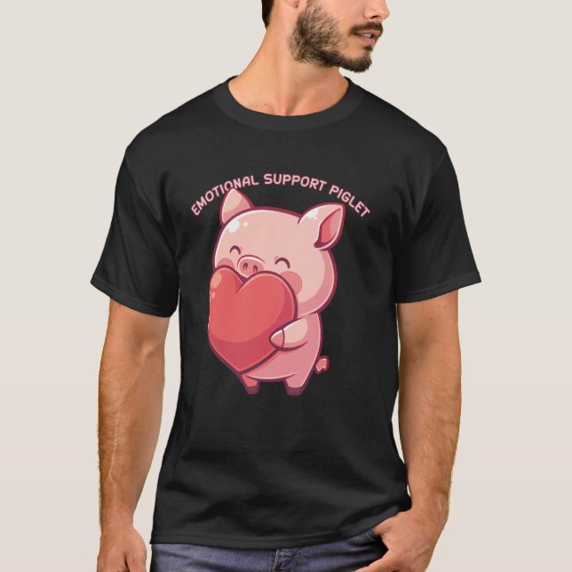 Emotional Support Piglet Cute Kawaii Pig Japanese T-Shirt (Front)