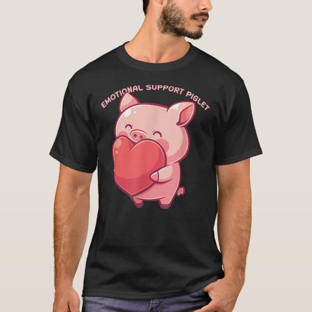 Emotional Support Piglet Cute Kawaii Pig Japanese T-Shirt (Front)