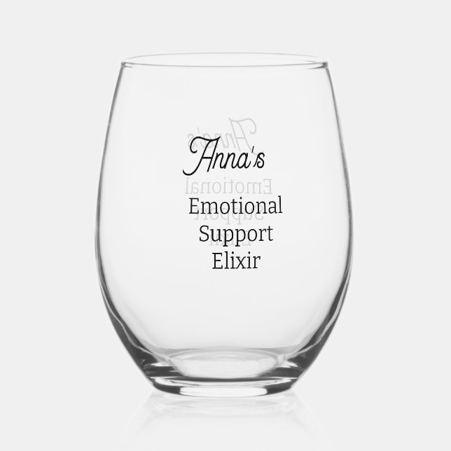 Emotional Support  Stemless Wine Glass (Front)