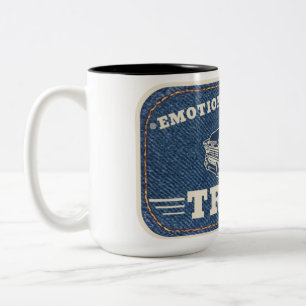 Emotional Support Truck Vintage Patch Design Two-Tone Coffee Mug