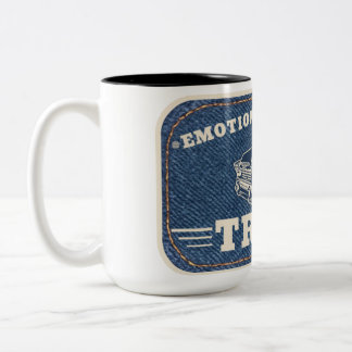 Emotional Support Truck Vintage Patch Design Two-Tone Coffee Mug