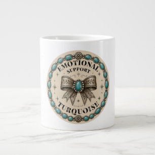 Emotional Support Turquoise Western Design Large Coffee Mug