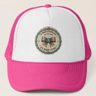 Emotional Support Turquoise Western Design Trucker Hat