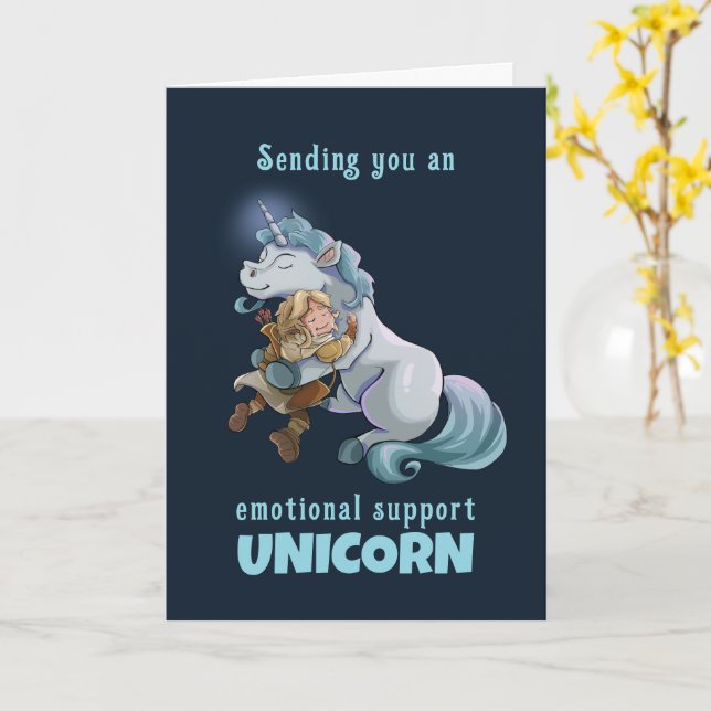 Emotional Support Unicorn greeting card (Yellow Flower)