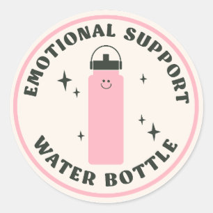 Emotional Support Water Bottle Classic Round Sticker