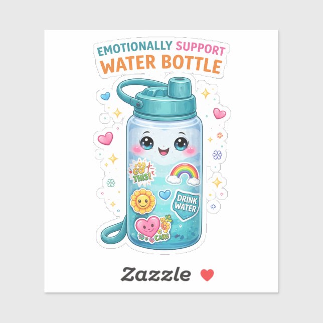 Emotional Support Water Custom-Cut Vinyl Sticker (Sheet)