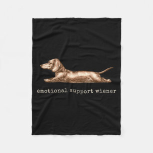 Emotional Support Wiener Funny Dachshund Dog Meme Fleece Blanket