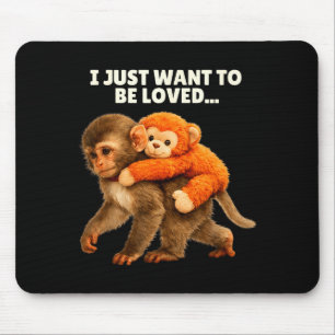 Emotional supports cute monkey baby punch hug plus mouse mat