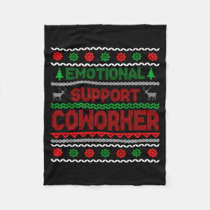 Emotional Suprt Coworker Funny Ugly Christmas Swea Fleece Blanket