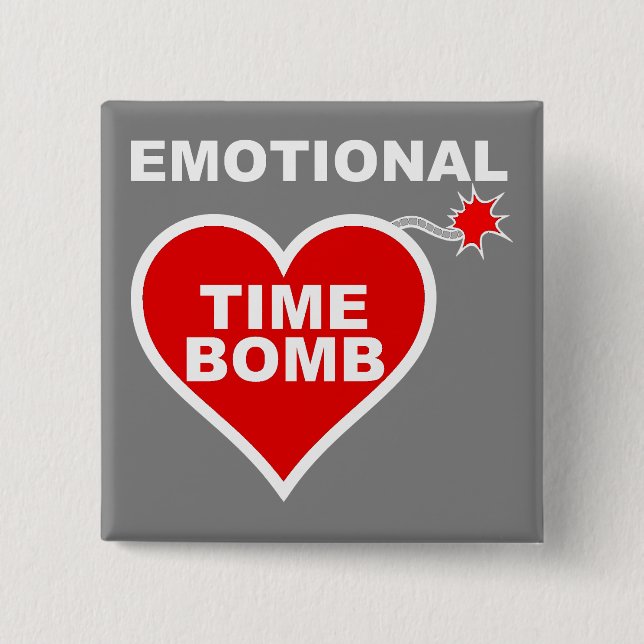 Emotional Time Bomb Funny Button Badge Pin (Front)