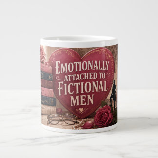 Emotionally Attached to Fictional Men Romance Book Large Coffee Mug