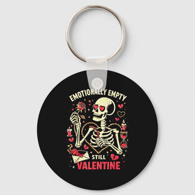Emotionally Empty Still Valentine Skeleton Love Me Key Ring (Front)