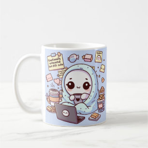 Emotionally Exhausted but Still Cute Kawaii Ghost Coffee Mug