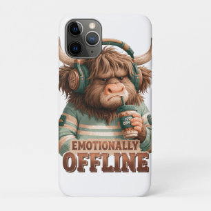 Emotionally Offline Highland Cow Graphic iPhone 11 Pro Case