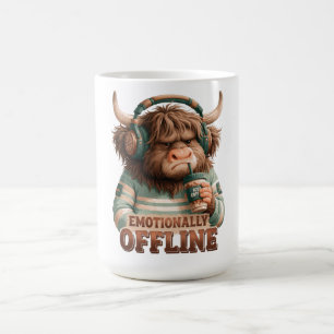 Emotionally Offline Highland Cow Graphic Coffee Mug