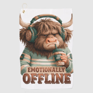 Emotionally Offline Highland Cow Graphic Golf Towel