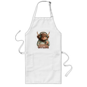 Emotionally Offline Highland Cow Graphic  Long Apron