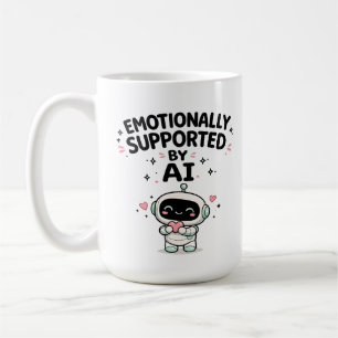 Emotionally Supported by AI Cute Robot with Heart Coffee Mug