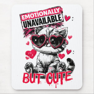 Emotionally Unavailable But Cute Cat with Sunglass Mouse Mat