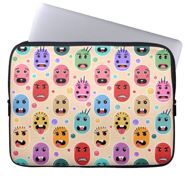 Emotions Colourful Faces Laptop Sleeve (Front)