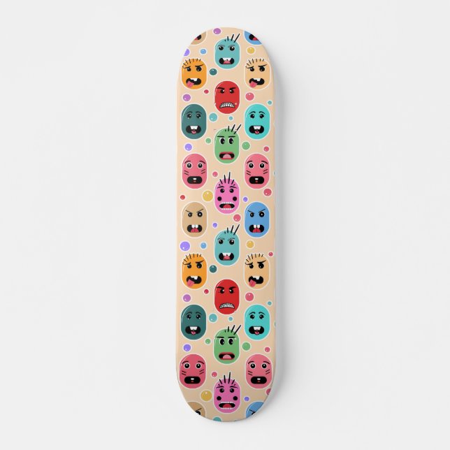 Emotions Colourful Faces Skateboard (Front)