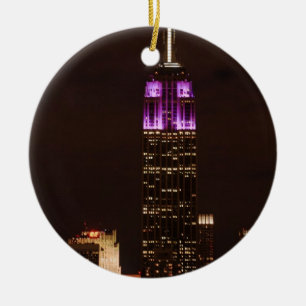 Emp St Building in Purple & White 01 Ceramic Tree Decoration