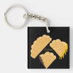 Empanada Meat Cheese Dripping Hand Drawn   Key Ring