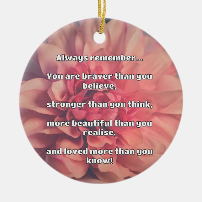 Empath Bravery Positive Encouragement Quote Ceramic Tree Decoration (Front)