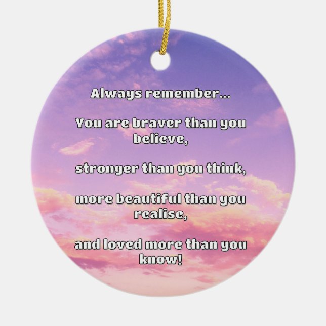 Empath Bravery Positive Encouragement Quote Ceramic Tree Decoration (Front)