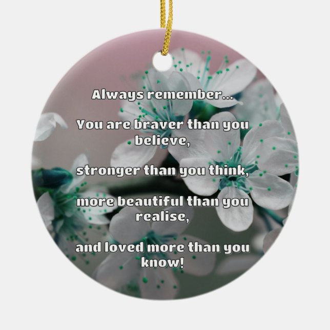Empath Bravery Positive Encouragement Quote Ceramic Tree Decoration (Front)