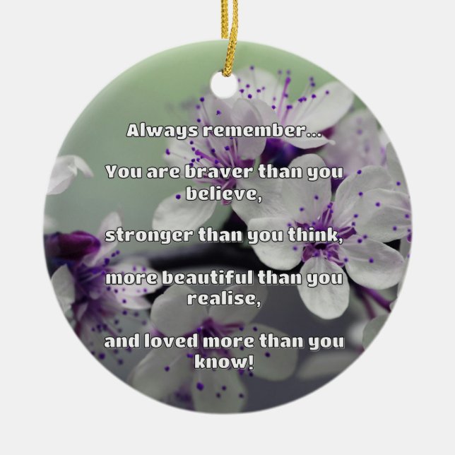 Empath Bravery Positive Encouragement Quote Ceramic Tree Decoration (Front)