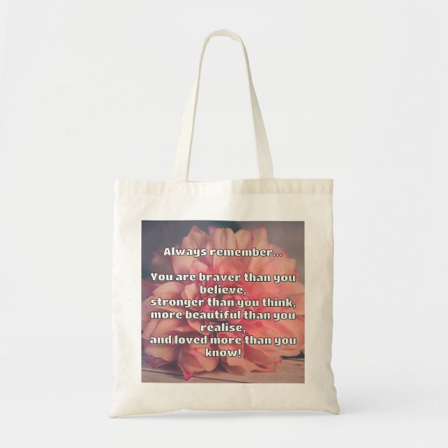 Empath Bravery Positive Encouragement Quote  Tote Bag (Front)