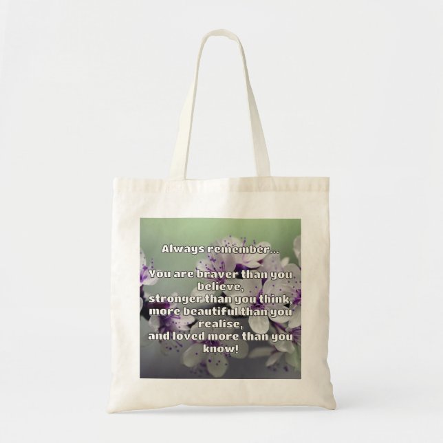Empath Bravery Positive Encouragement Quote  Tote Bag (Front)