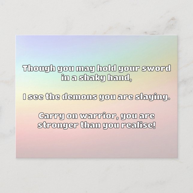 Empath Warrior Positive Quote Encouragement  Postcard (Front)