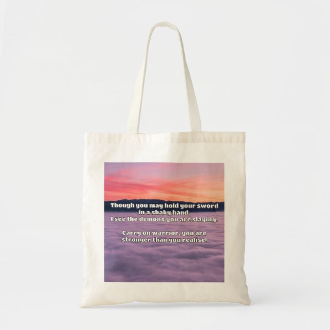 Empath Warrior Positive Quote Encouragement   Tote Bag (Front)