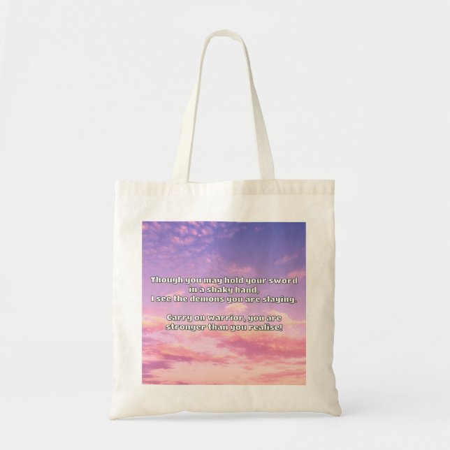 Empath Warrior Positive Quote Encouragement  Tote Bag (Front)