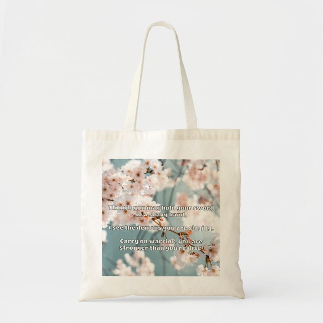 Empath Warrior Positive Quote Encouragement  Tote Bag (Front)