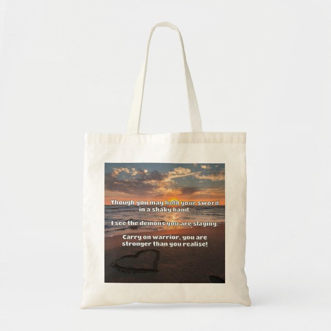Empath Warrior Positive Quote Encouragement  Tote Bag (Front)