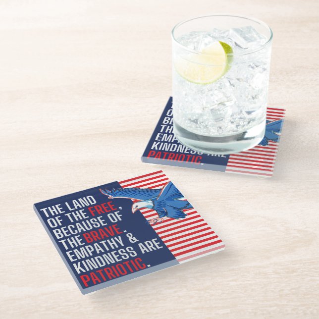 Empathy and Kindness are Patriotic Glass Coaster (Angled)