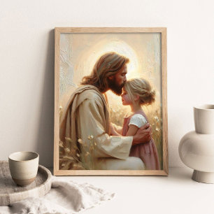 Empathy and Love, Christian Art, Jesus and Girl Ar Poster