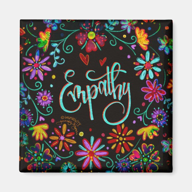 Empathy Floral Trendy ONE WORD Inspirivity Magnet (Front)