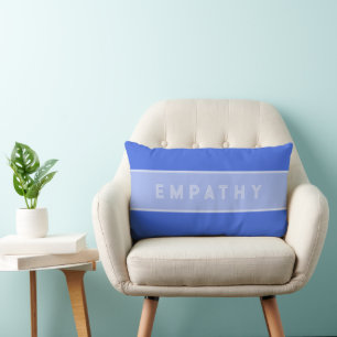 Empathy Royal Blue Stripes, Inspirational Elegant Lumbar Cushion