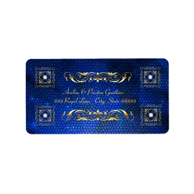 Emperior Blue Stained Glass Address Labels (Front)
