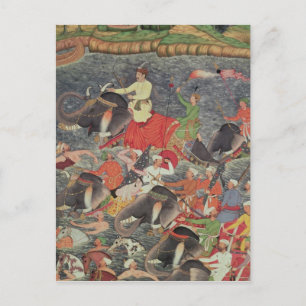 Emperor Akbar  crossing the River Ganges Postcard