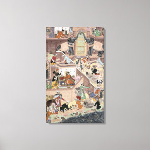 Emperor Akbar (r.1556-1605) inspecting the buildin Canvas Print