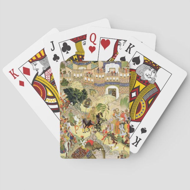 Emperor Akbar's triumphant entry into Surat, from Playing Cards (Back)