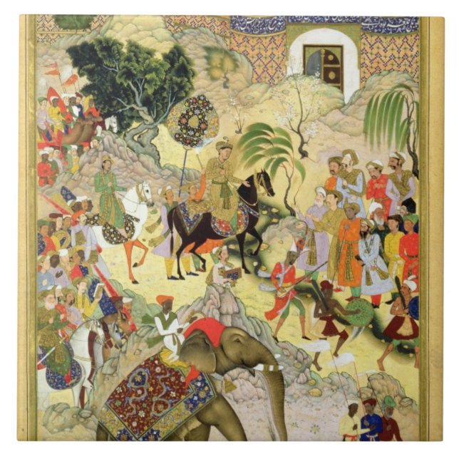 Emperor Akbar's triumphant entry into Surat, from Tile (Front)
