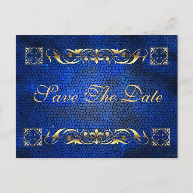 Emperor Blue Save The Date Postcard (Front)