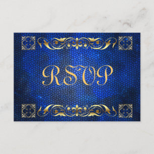 Emperor Blue Stained Glass RSVP Card
